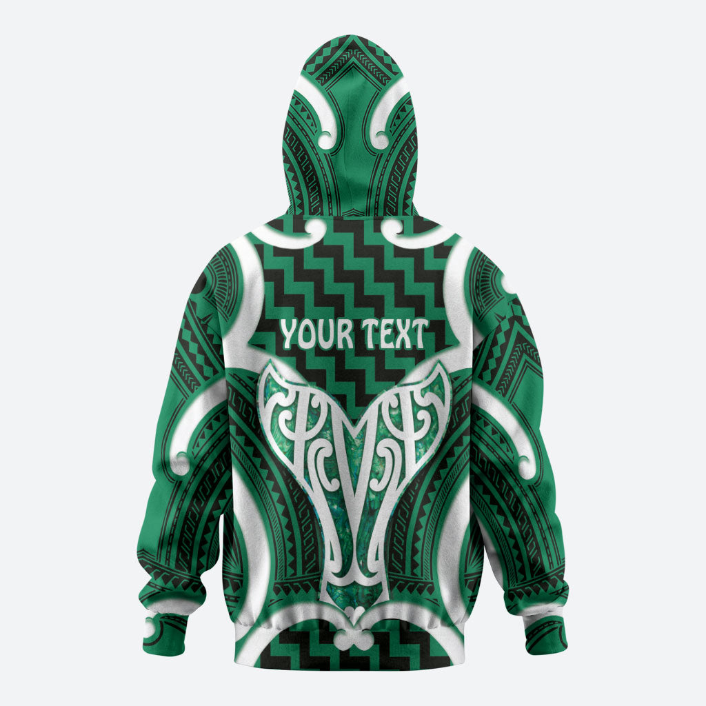 Aotearoa Atua Tangaroa Personalised Hoodie God Of The Sea Maori Whale Tail Green