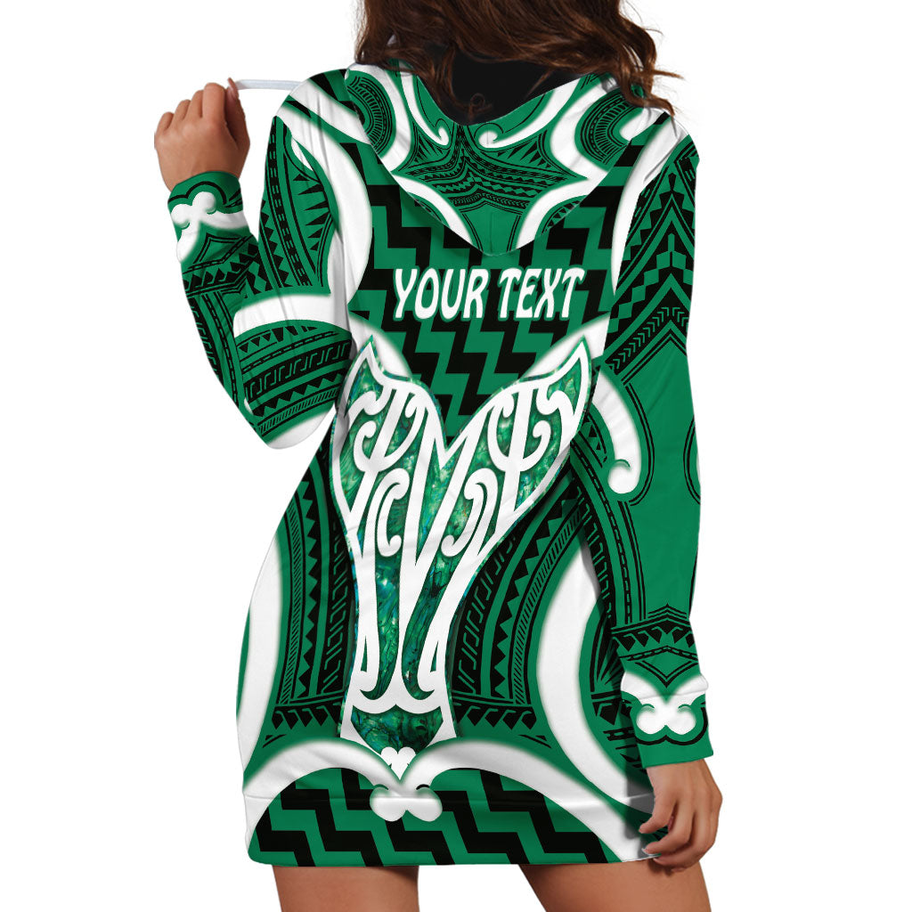 Aotearoa Atua Tangaroa Personalised Hoodie Dress God Of The Sea Maori Whale Tail Green