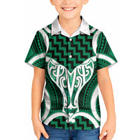 Aotearoa Atua Tangaroa Personalised Kid Hawaiian Shirt God Of The Sea Maori Whale Tail Green