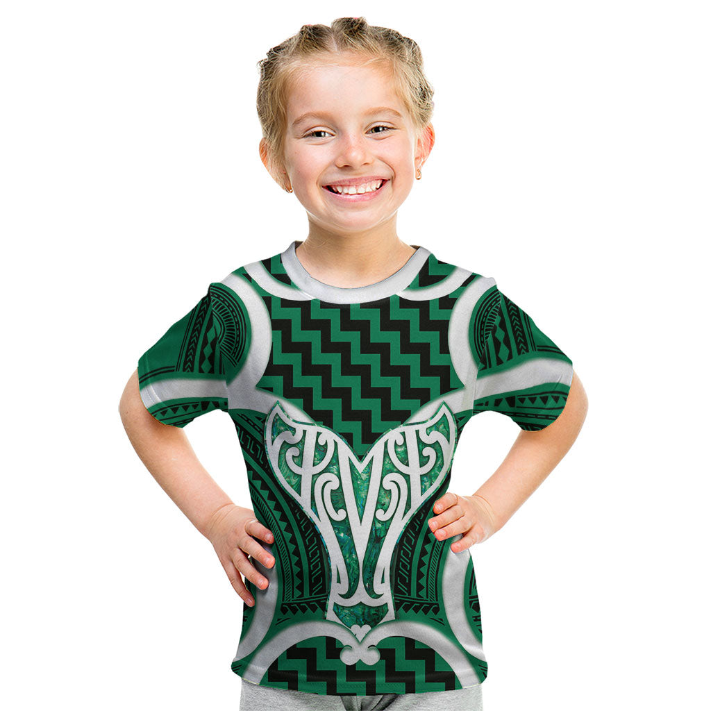 Aotearoa Atua Tangaroa Personalised Kid T Shirt God Of The Sea Maori Whale Tail Green