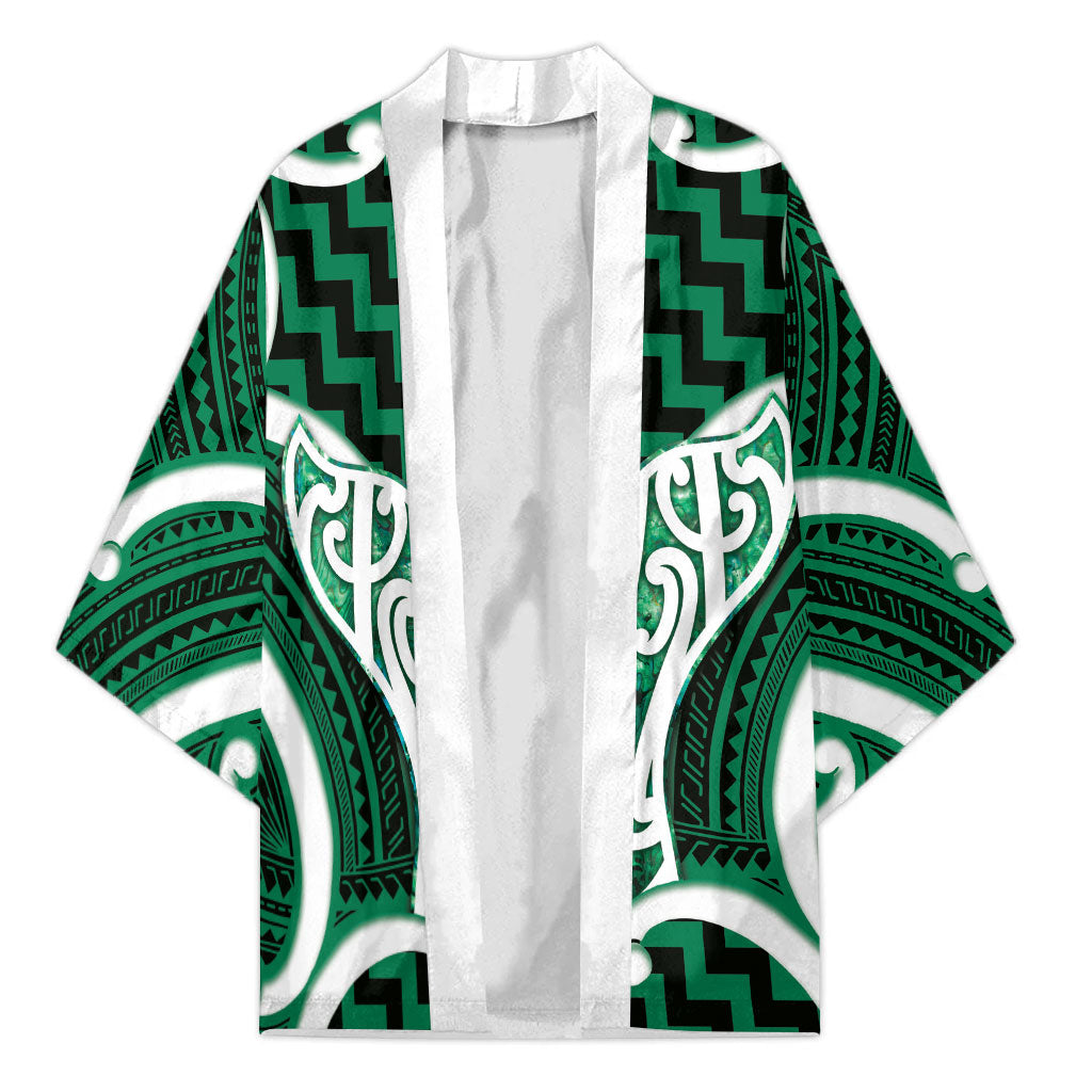 Aotearoa Atua Tangaroa Personalised Kimono God Of The Sea Maori Whale Tail Green