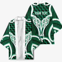 Aotearoa Atua Tangaroa Personalised Kimono God Of The Sea Maori Whale Tail Green