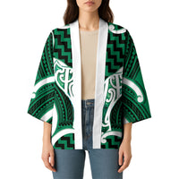 Aotearoa Atua Tangaroa Personalised Kimono God Of The Sea Maori Whale Tail Green
