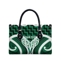Aotearoa Atua Tangaroa Personalised Leather Bag God Of The Sea Maori Whale Tail Green