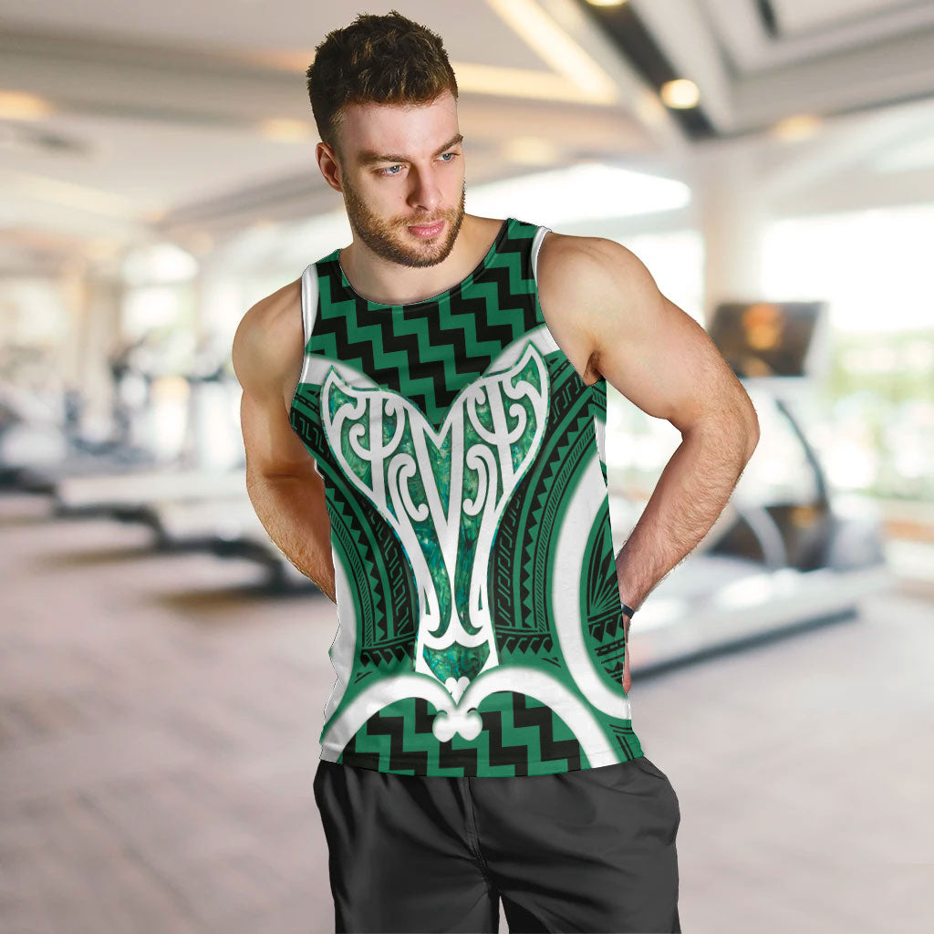 Aotearoa Atua Tangaroa Personalised Men Tank Top God Of The Sea Maori Whale Tail Green