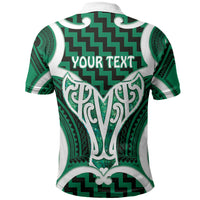 Aotearoa Atua Tangaroa Personalised Polo Shirt God Of The Sea Maori Whale Tail Green