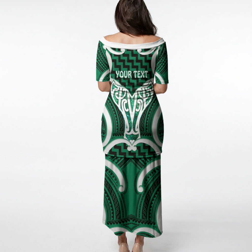 Aotearoa Atua Tangaroa Personalised Puletasi God Of The Sea Maori Whale Tail Green