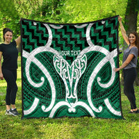 Aotearoa Atua Tangaroa Personalised Quilt God Of The Sea Maori Whale Tail Green