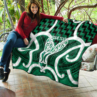 Aotearoa Atua Tangaroa Personalised Quilt God Of The Sea Maori Whale Tail Green