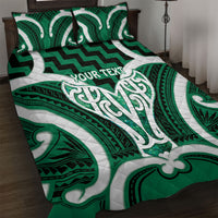 Aotearoa Atua Tangaroa Personalised Quilt Bed Set God Of The Sea Maori Whale Tail Green