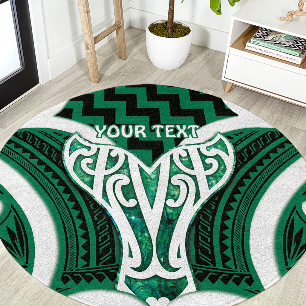 Aotearoa Atua Tangaroa Personalised Round Carpet God Of The Sea Maori Whale Tail Green
