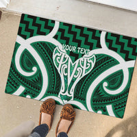Aotearoa Atua Tangaroa Personalised Rubber Doormat God Of The Sea Maori Whale Tail Green
