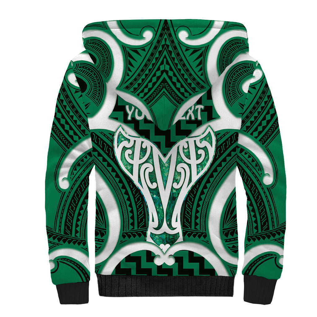 Aotearoa Atua Tangaroa Personalised Sherpa Hoodie God Of The Sea Maori Whale Tail Green