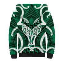 Aotearoa Atua Tangaroa Personalised Sherpa Hoodie God Of The Sea Maori Whale Tail Green