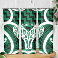 Aotearoa Atua Tangaroa Personalised Skinny Tumbler God Of The Sea Maori Whale Tail Green