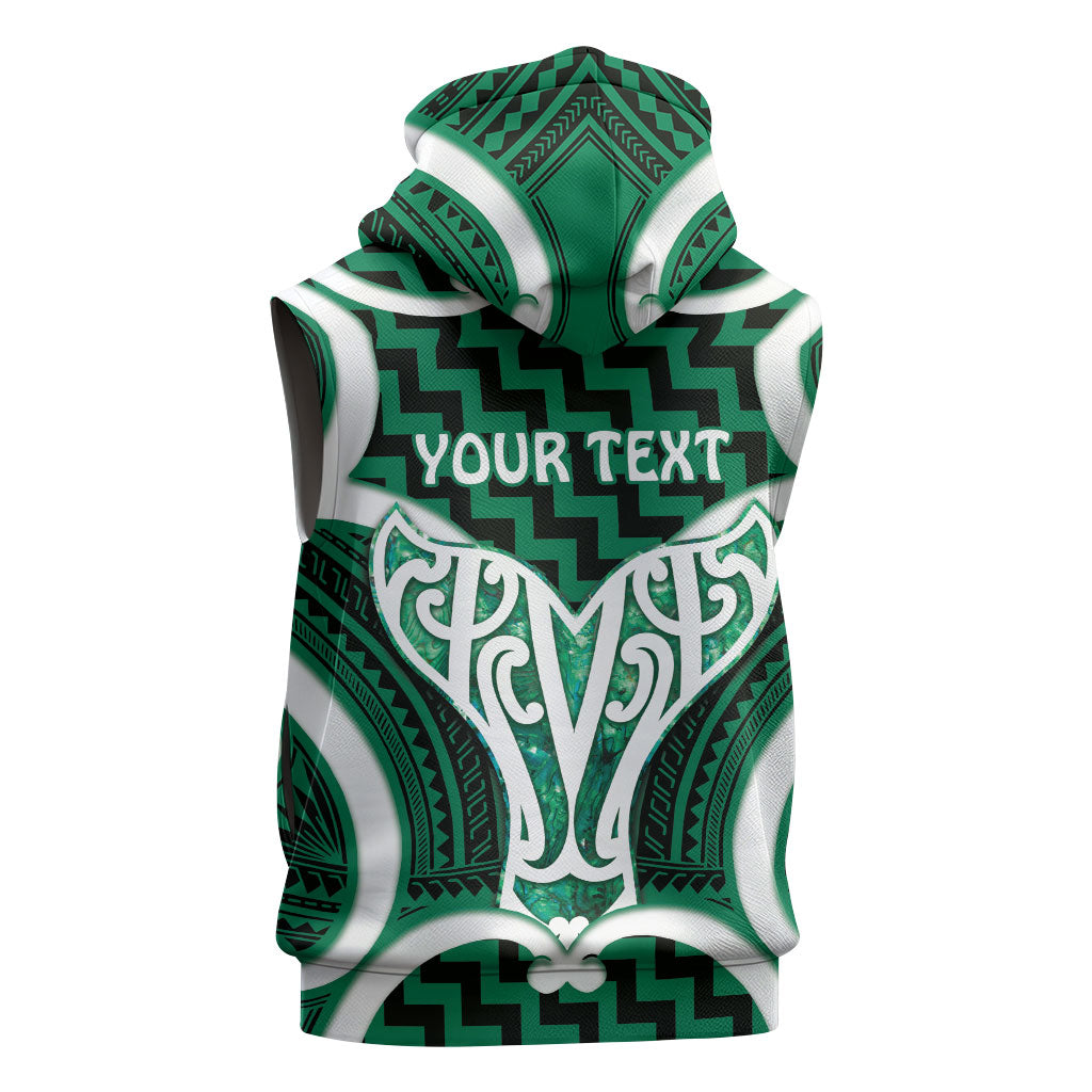 Aotearoa Atua Tangaroa Personalised Sleeveless Hoodie God Of The Sea Maori Whale Tail Green