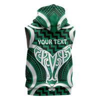 Aotearoa Atua Tangaroa Personalised Sleeveless Hoodie God Of The Sea Maori Whale Tail Green