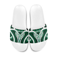 Aotearoa Atua Tangaroa Personalised Slide Sandals God Of The Sea Maori Whale Tail Green