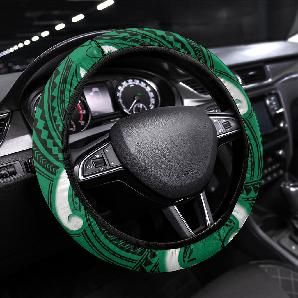 Aotearoa Atua Tangaroa Steering Wheel Cover God Of The Sea Maori Whale Tail Green