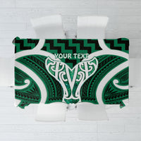 Aotearoa Atua Tangaroa Personalised Tablecloth God Of The Sea Maori Whale Tail Green