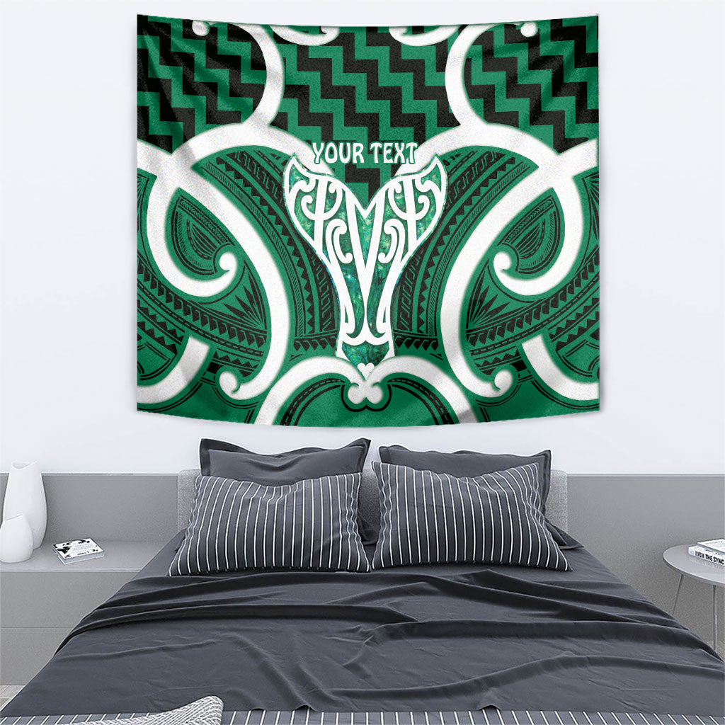 Aotearoa Atua Tangaroa Personalised Tapestry God Of The Sea Maori Whale Tail Green