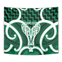 Aotearoa Atua Tangaroa Personalised Tapestry God Of The Sea Maori Whale Tail Green