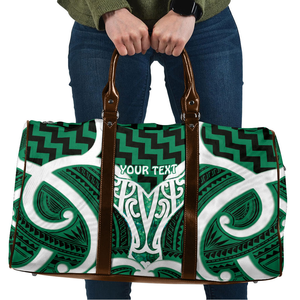 Aotearoa Atua Tangaroa Personalised Travel Bag God Of The Sea Maori Whale Tail Green