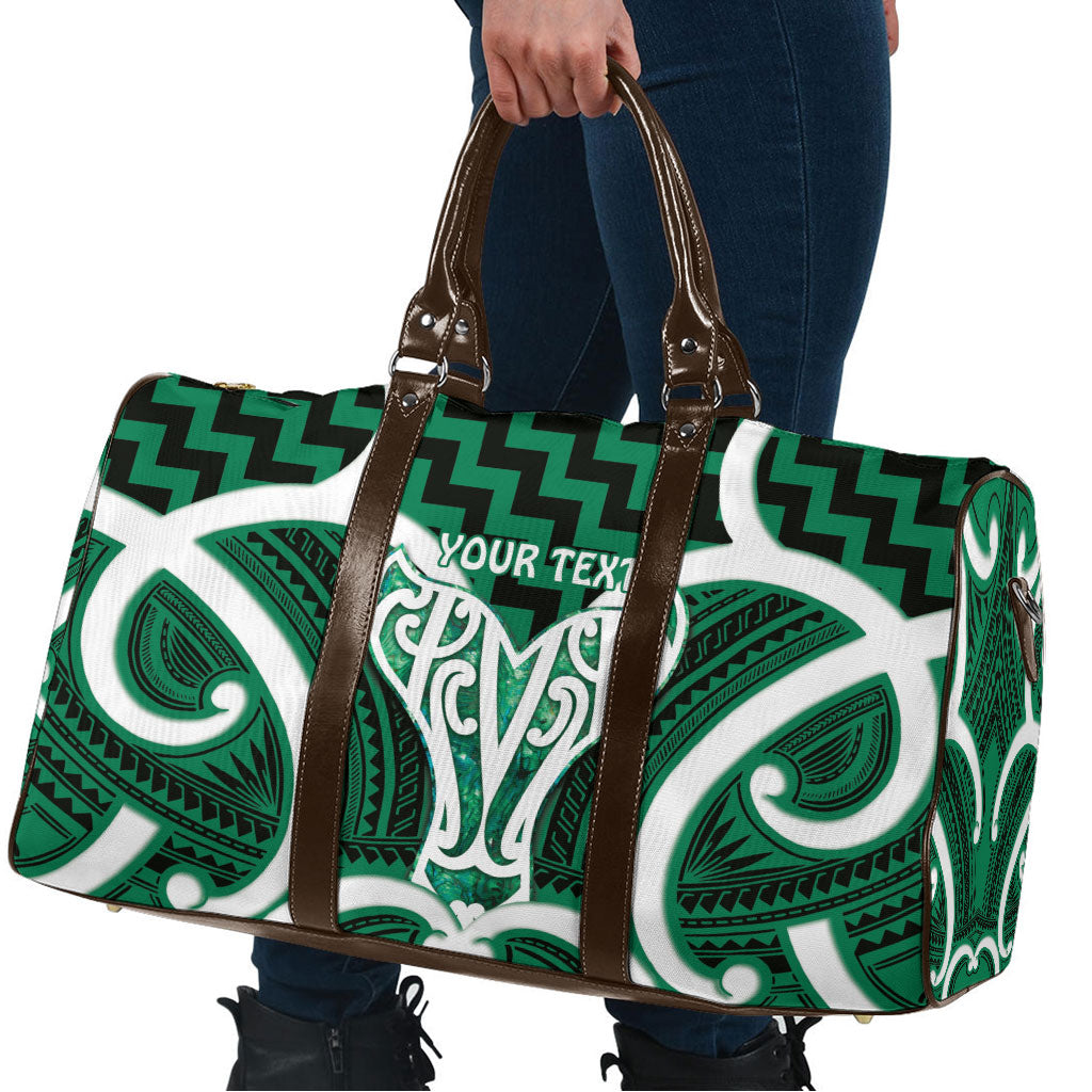 Aotearoa Atua Tangaroa Personalised Travel Bag God Of The Sea Maori Whale Tail Green