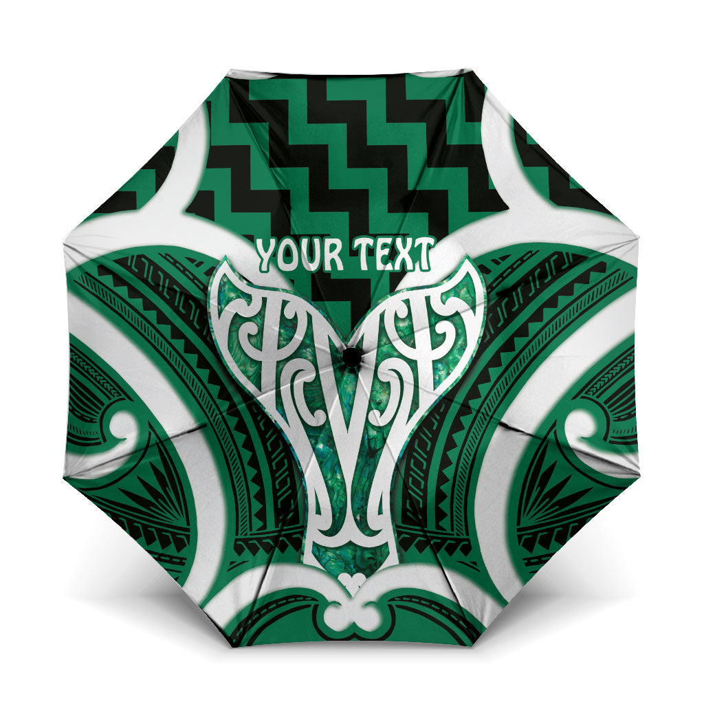 Aotearoa Atua Tangaroa Personalised Umbrella God Of The Sea Maori Whale Tail Green
