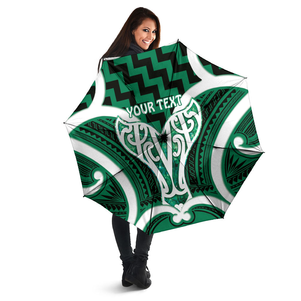 Aotearoa Atua Tangaroa Personalised Umbrella God Of The Sea Maori Whale Tail Green