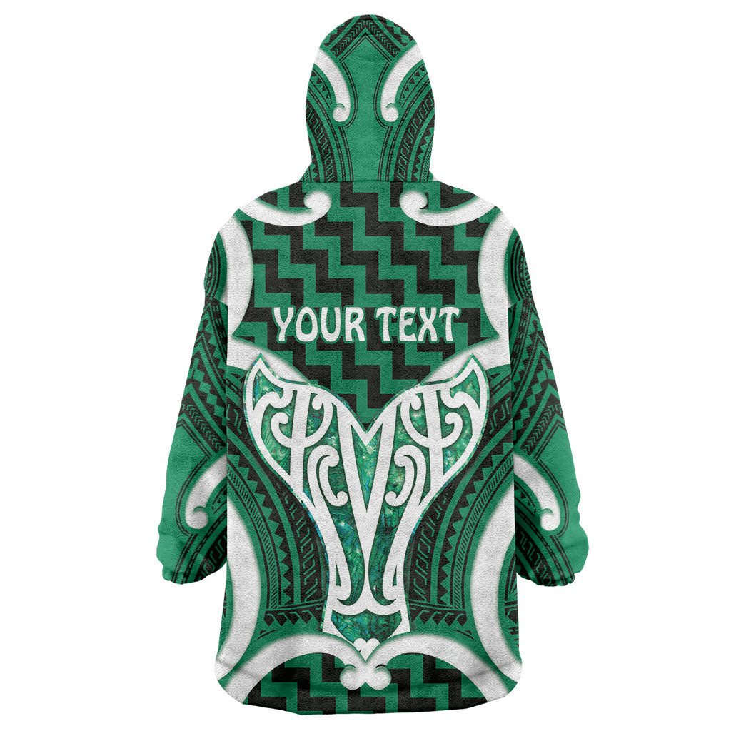 Aotearoa Atua Tangaroa Personalised Wearable Blanket Hoodie God Of The Sea Maori Whale Tail Green