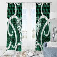 Aotearoa Atua Tangaroa Personalised Window Curtain God Of The Sea Maori Whale Tail Green