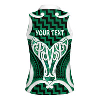 Aotearoa Atua Tangaroa Personalised Women Sleeveless Polo Shirt God Of The Sea Maori Whale Tail Green