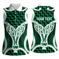 Aotearoa Atua Tangaroa Personalised Women Sleeveless Polo Shirt God Of The Sea Maori Whale Tail Green