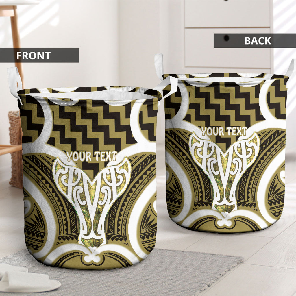 Aotearoa Atua Tangaroa Personalised Laundry Basket God Of The Sea Maori Whale Tail Yellow