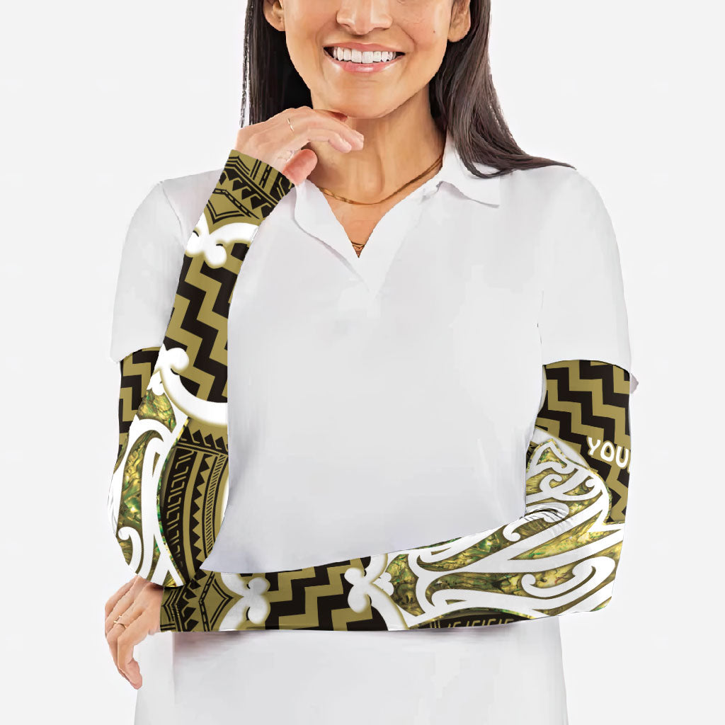 Aotearoa Atua Tangaroa Personalised Arm Sleeves God Of The Sea Maori Whale Tail Yellow