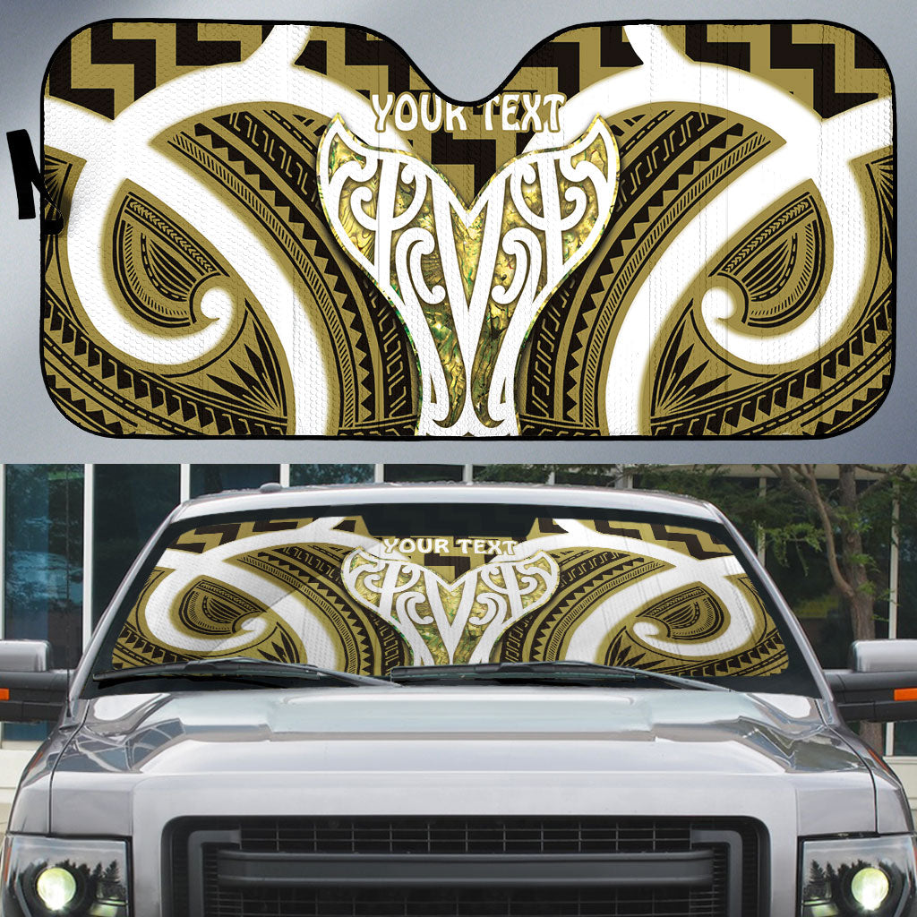 Aotearoa Atua Tangaroa Personalised Auto Sun Shade God Of The Sea Maori Whale Tail Yellow