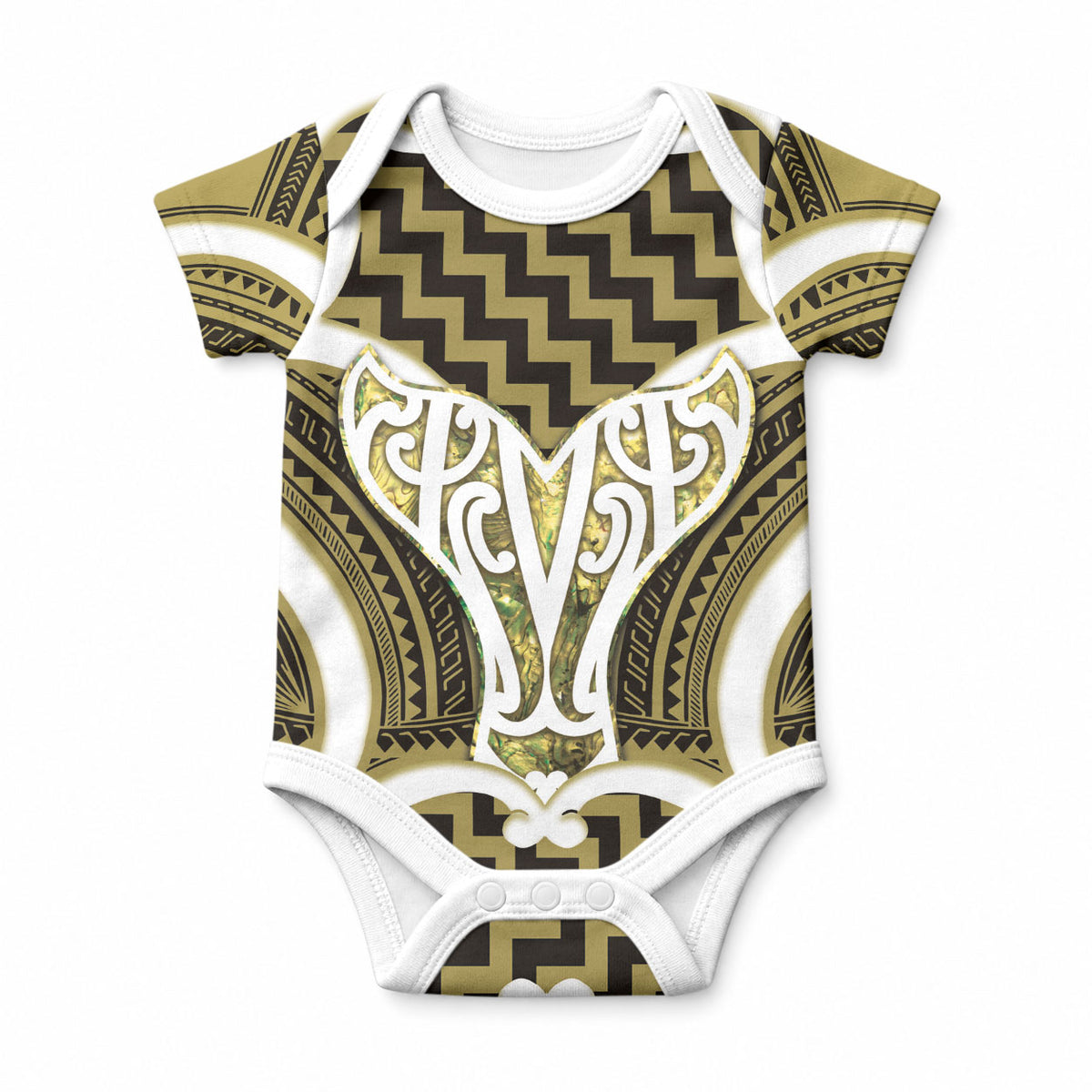Aotearoa Atua Tangaroa Personalised Baby Onesie God Of The Sea Maori Whale Tail Yellow