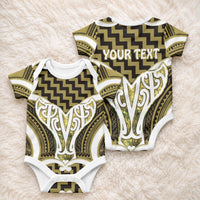 Aotearoa Atua Tangaroa Personalised Baby Onesie God Of The Sea Maori Whale Tail Yellow