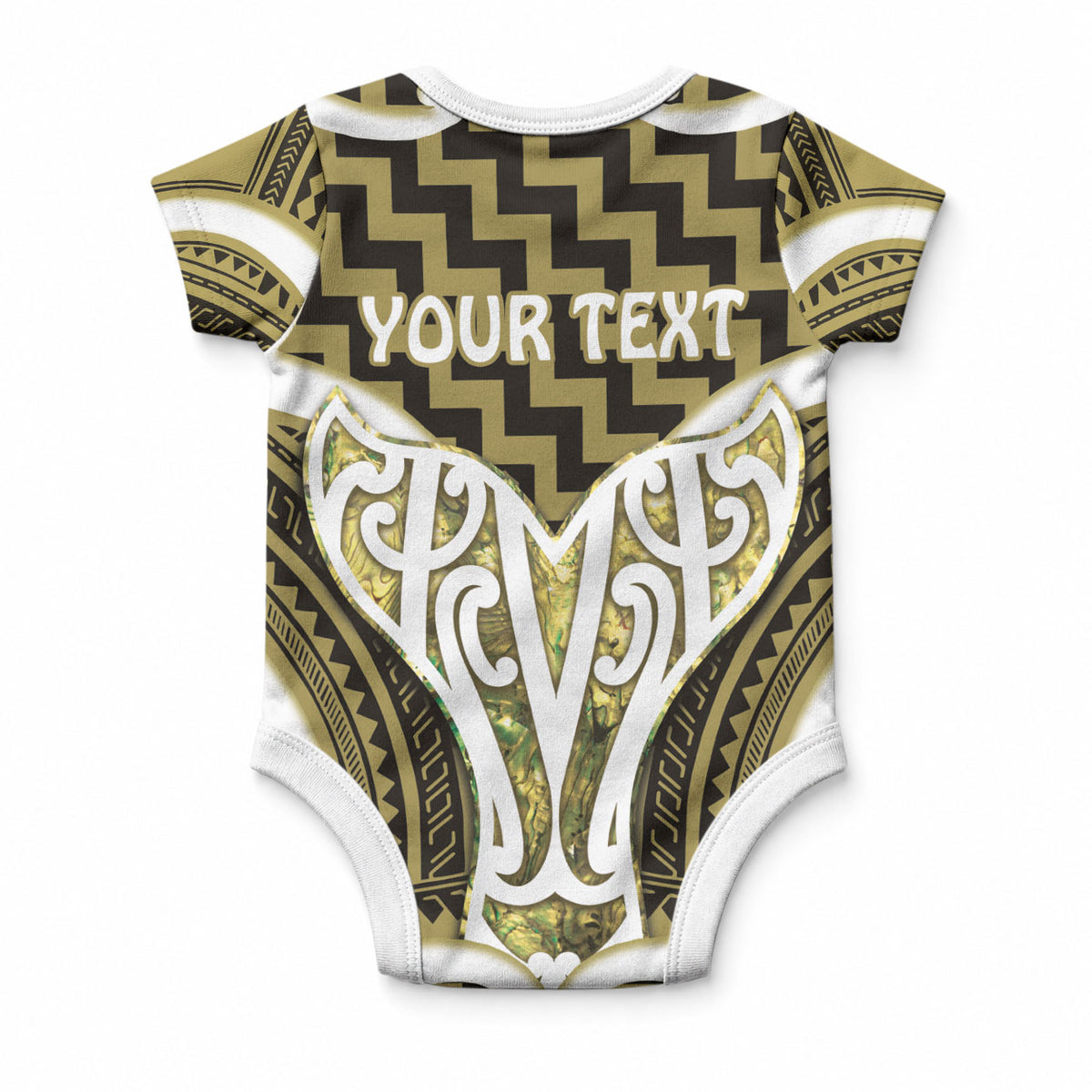 Aotearoa Atua Tangaroa Personalised Baby Onesie God Of The Sea Maori Whale Tail Yellow