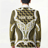Aotearoa Atua Tangaroa Personalised Blazer God Of The Sea Maori Whale Tail Yellow