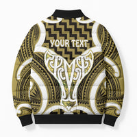 Aotearoa Atua Tangaroa Personalised Bomber Puffer Jacket God Of The Sea Maori Whale Tail Yellow