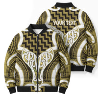 Aotearoa Atua Tangaroa Personalised Bomber Puffer Jacket God Of The Sea Maori Whale Tail Yellow