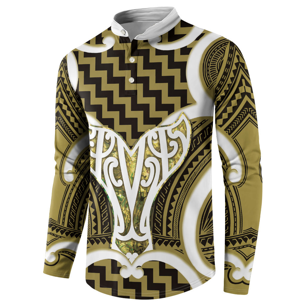 Aotearoa Atua Tangaroa Personalised Button Sweatshirt God Of The Sea Maori Whale Tail Yellow