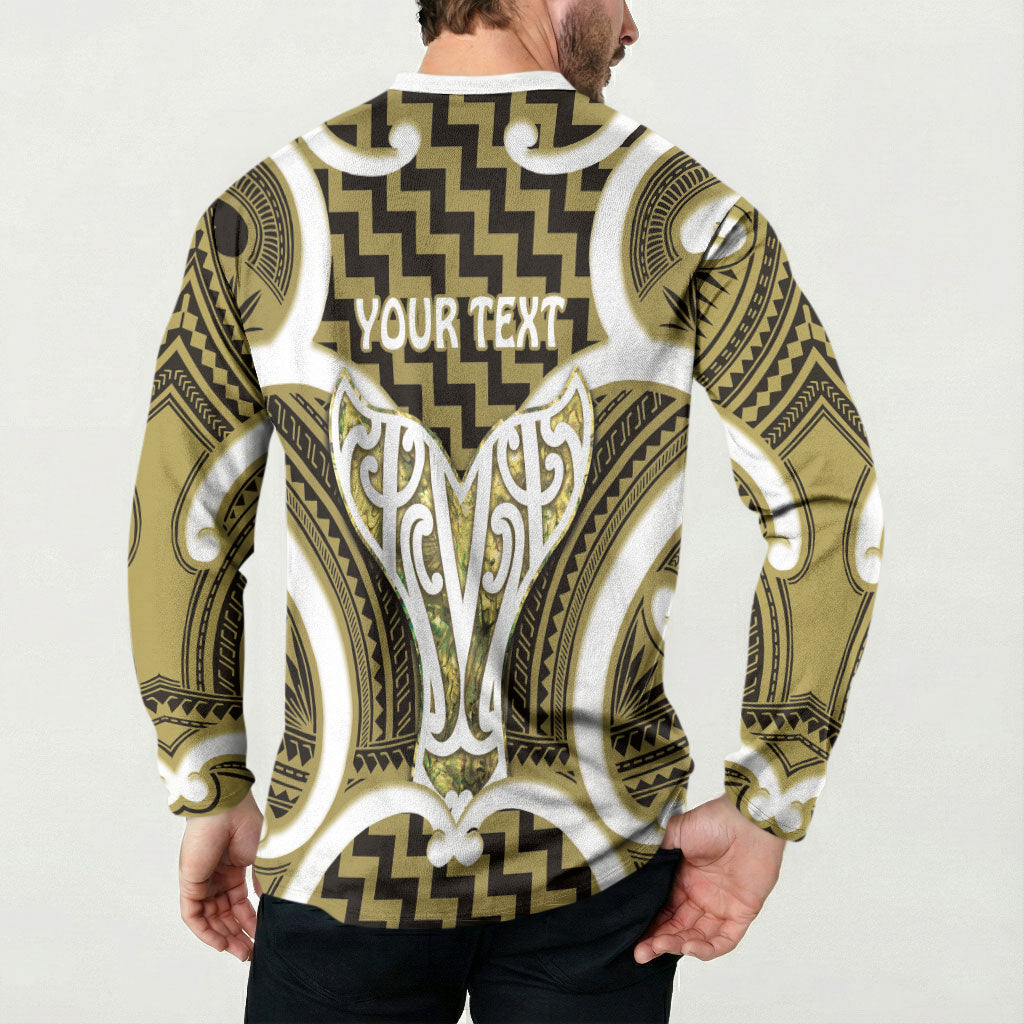 Aotearoa Atua Tangaroa Personalised Button Sweatshirt God Of The Sea Maori Whale Tail Yellow