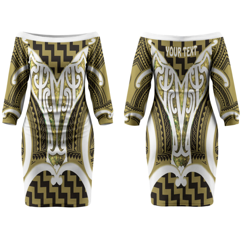 Aotearoa Atua Tangaroa Personalised Couples Matching Off The Shoulder Long Sleeve Dress and Hawaiian Shirt God Of The Sea Maori Whale Tail Yellow