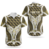 Aotearoa Atua Tangaroa Personalised Couples Matching Puletasi and Hawaiian Shirt God Of The Sea Maori Whale Tail Yellow