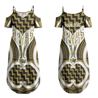 Aotearoa Atua Tangaroa Personalised Couples Matching Summer Maxi Dress and Hawaiian Shirt God Of The Sea Maori Whale Tail Yellow
