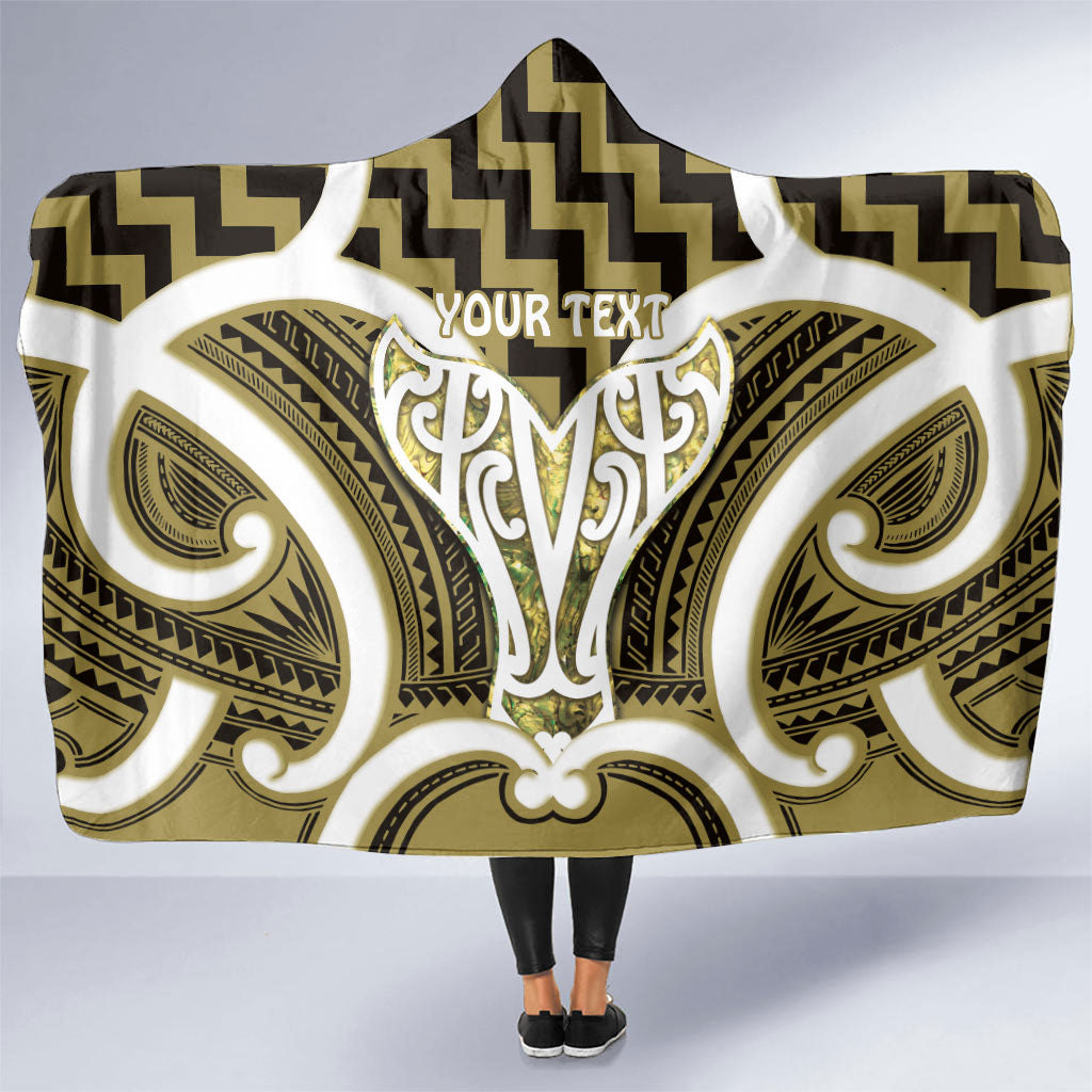 Aotearoa Atua Tangaroa Personalised Hooded Blanket God Of The Sea Maori Whale Tail Yellow