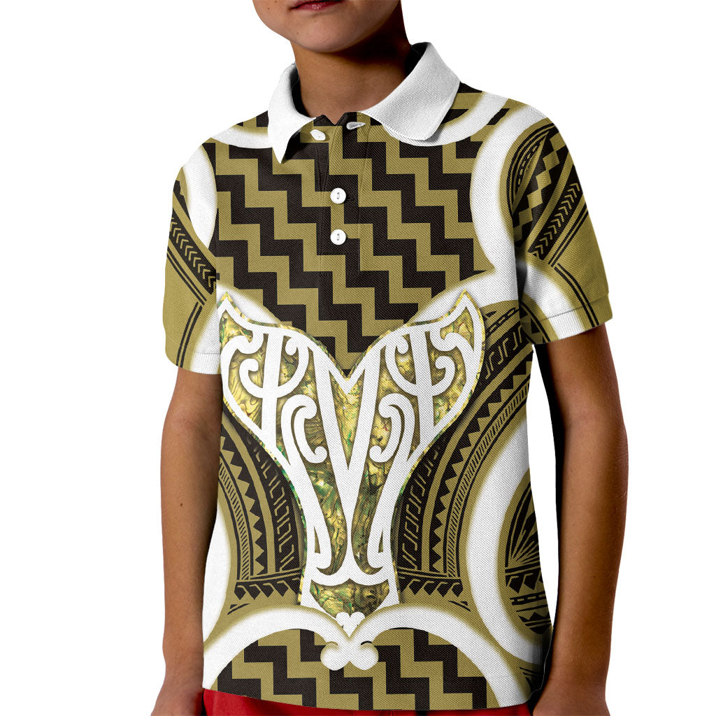 Aotearoa Atua Tangaroa Personalised Kid Polo Shirt God Of The Sea Maori Whale Tail Yellow
